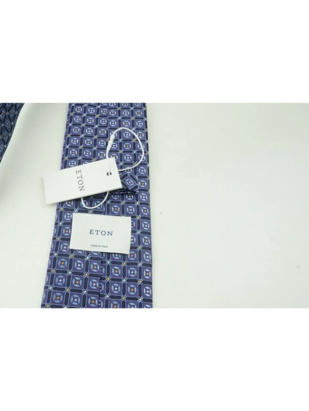 Eton Mauve Iris Eggplant Woven Geometric 100% Silk Tie Brand New With Tags